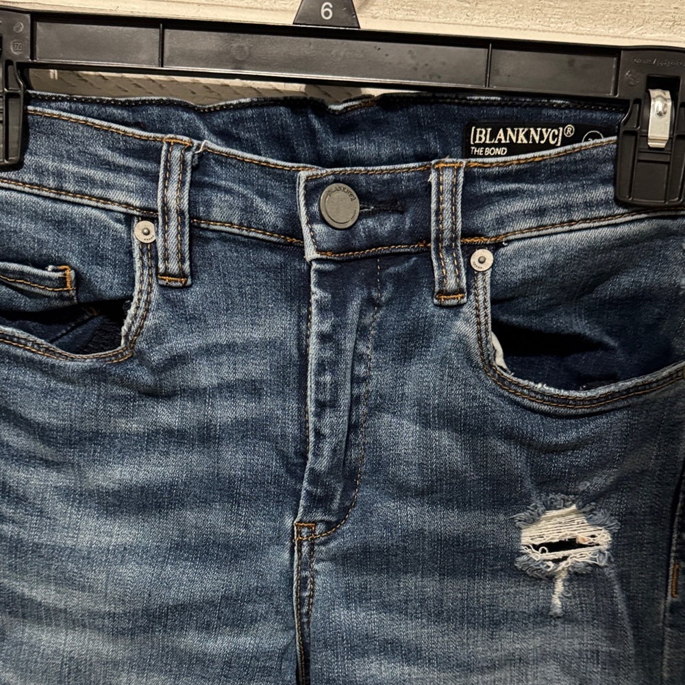 Blank NYC Dark Blue Distressed Skinny Jeans - Picture 3 of 6